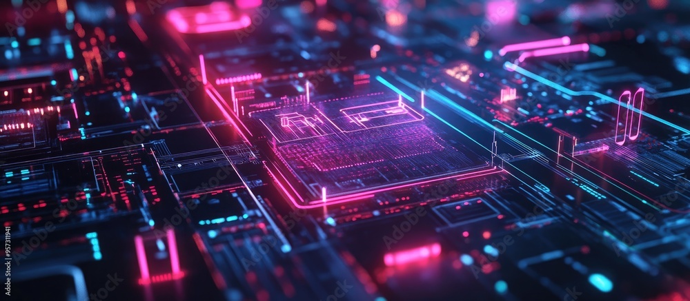 Poster 2d rendering of a 5g network and connection interface