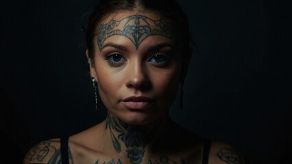 Bild einer Frau mit Tatoos im Gesicht