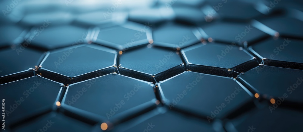 Poster 3d abstract illustration featuring a hexagonal connection structure on a textured background