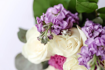 Wedding Rings in Bouquet