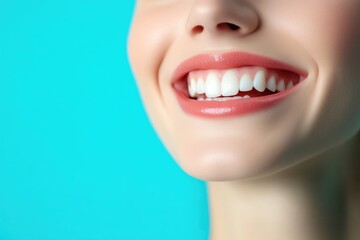 Obraz premium Cheerful White Woman Smiling Up Close Detail