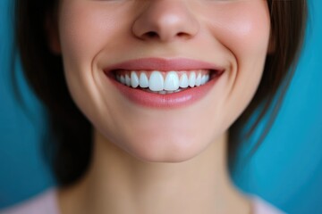 Obraz premium Close-Up Portrait of White Woman's Radiant Smile