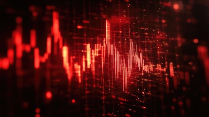 Declining Digital Chart on Red Backdrop