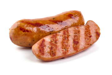 German bratwurst sausages, isolated on white background