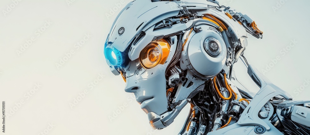 Poster 3d computer generated image of a mechanical robot design