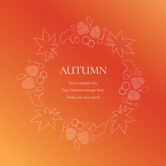 紅葉やイチョウ、木の実をモチーフにした秋の飾り枠。高級感のある囲みのデザイン