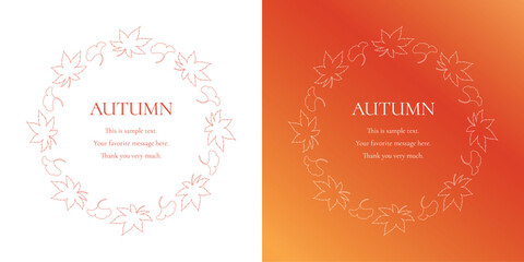 紅葉やイチョウ、木の実をモチーフにした秋の飾り枠。高級感のある囲みのデザイン