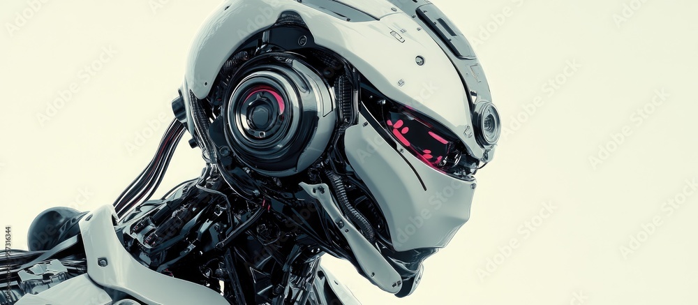 Poster 3d computer generated rendering of a humanoid robot design