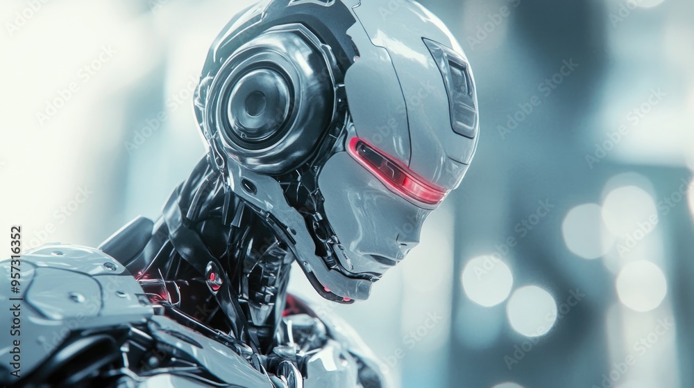 Poster 3d computer generated rendering of a robot figure
