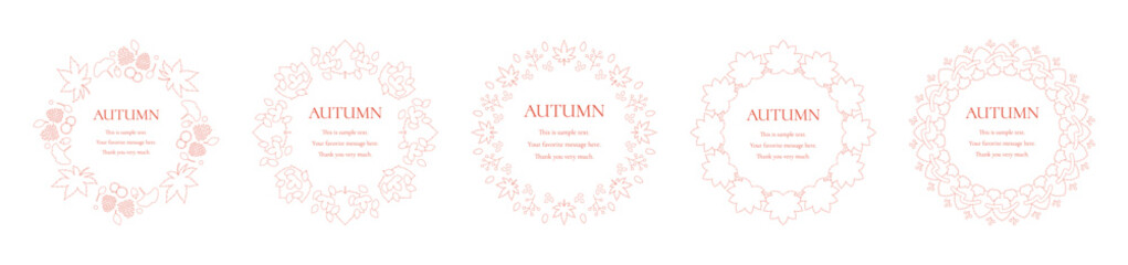 紅葉やイチョウ、木の実をモチーフにした秋の飾り枠。高級感のある囲みのデザイン