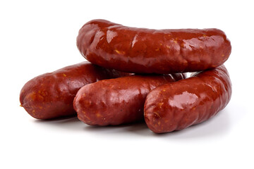 BBQ pork sausages, isolated on white background
