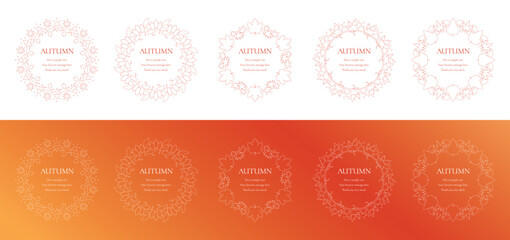 紅葉やイチョウ、木の実をモチーフにした秋の飾り枠。高級感のある囲みのデザイン