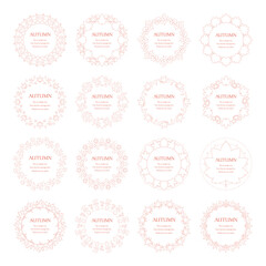 紅葉やイチョウ、木の実をモチーフにした秋の飾り枠。高級感のある囲みのデザイン