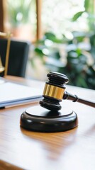 Gavel on Wooden Desk