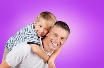 Happy Dad Hold Little child Piggyback