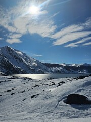 snow covered mountains