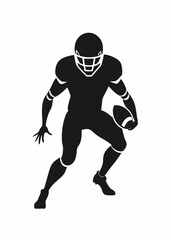 American football player, silhouette isolated on a white background. 