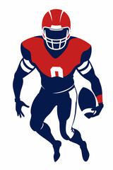 American football player, silhouette isolated on a white background. 