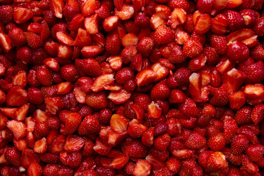sliced strawberry texture for making jam