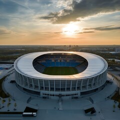 sunset in the stadium view