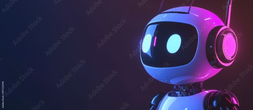 Poster 3d illustration of a chatbot featuring empty space representing advancements in artificial intellige