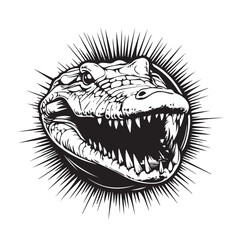 Obraz premium crocodile in cartoon, doodle style . Image for t-shirt, web, mobile apps and ui. Isolated 2d vector illustration in logo, icon, sketch style, Eps 10, black and white. AI Generative