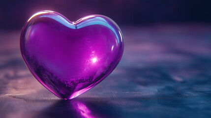 Fototapeta premium A 3D render of a heart with a vibrant purple color. The heart has a smooth texture and is illuminated from the front