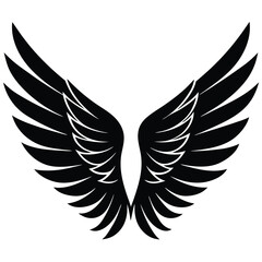 Obraz premium Cartoon Style Angel Wings Vector Design, Simple and Playful Wings Illustration, Ideal for Fantasy Themes, Children's Books, Games, and Design Projects, Isolated Angel Wings Vector on White Background