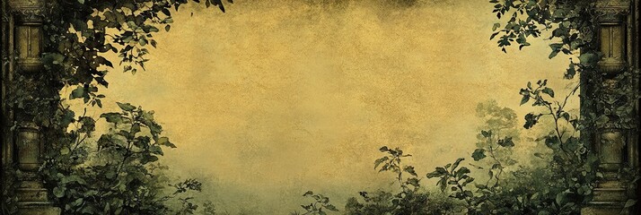 Botanical Frame with Vintage Textured Background