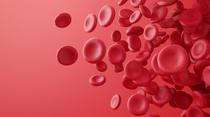 Red blood cells in motion, intricate cellular texture, 3D medical visualization