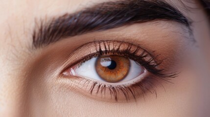 Obraz premium Eye Shape. Beautiful Female Face with Brown Eyebrows and Natural Skin Beauty