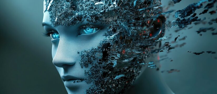 3D illustration of a cyber monster identity portrait