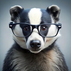 Fototapeta premium Badger in Glasses Strikes a Cute Pose