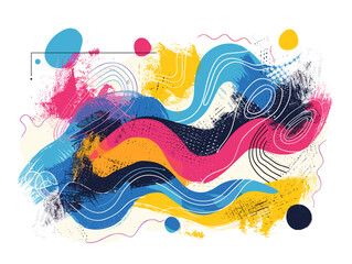 Naklejka premium Abstract Geometric Freedom: Flowing Lines and Bold Shapes Symbolizing Strength and Release