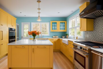 modern kitchen interior with kitchen furniture