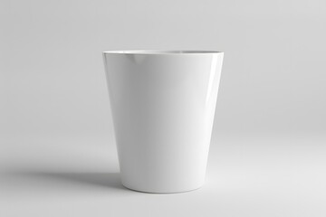 A 3D render of a white, sleek wastepaper basket on a plain, isolated background.