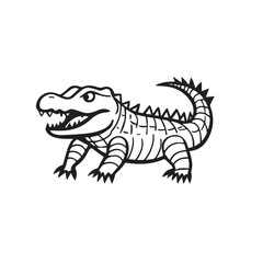 Fototapeta premium crocodile in cartoon, doodle style . Image for t-shirt, web, mobile apps and ui. Isolated 2d vector illustration in logo, icon, sketch style, Eps 10, black and white. AI Generative
