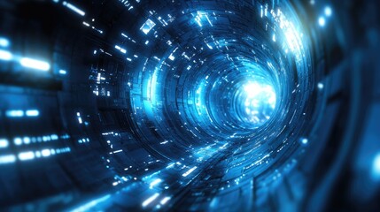3D illustration of a futuristic clone space environment
