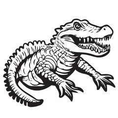 Fototapeta premium crocodile in cartoon, doodle style . Image for t-shirt, web, mobile apps and ui. Isolated 2d vector illustration in logo, icon, sketch style, Eps 10, black and white. AI Generative