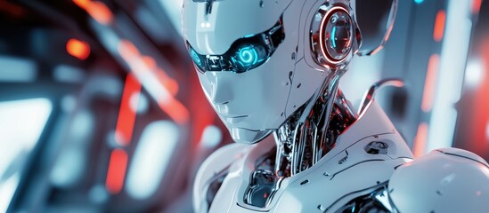 Fototapeta premium 3D illustration of a humanoid robot design rendering