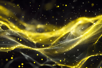 Abstract digital banner featuring yellow and gray colors, symbolizing data connection and modern technology with a sleek, contemporary design.
