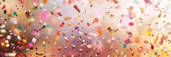 Festive party backdrop with falling beautiful confetti