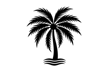 Palm tree silhouette vector art illustration on white background