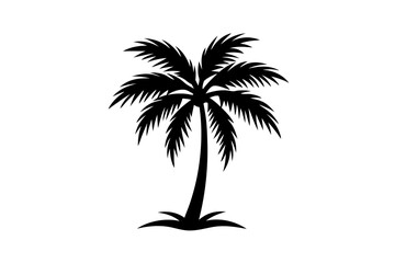 Palm tree silhouette vector art illustration on white background