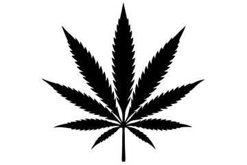 Marijuana leaf plant silhouette vector art illustration