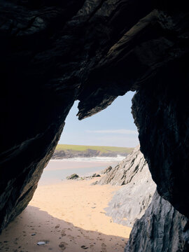 View of polly joke beach from a cave entrance.
