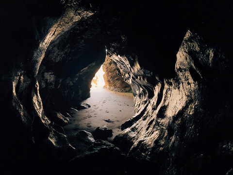 Smooth walls inside a sea cave
