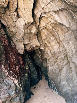 Cave on Polly Joke beach at low tide