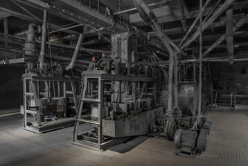 historic machinery of a abandoned mining site
