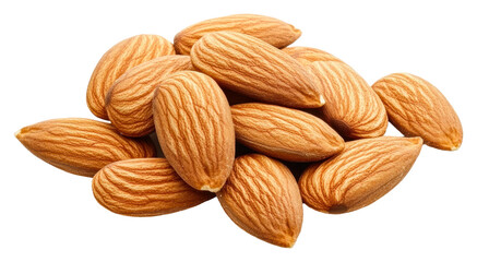 Freshly harvested almonds isolated on transparent background